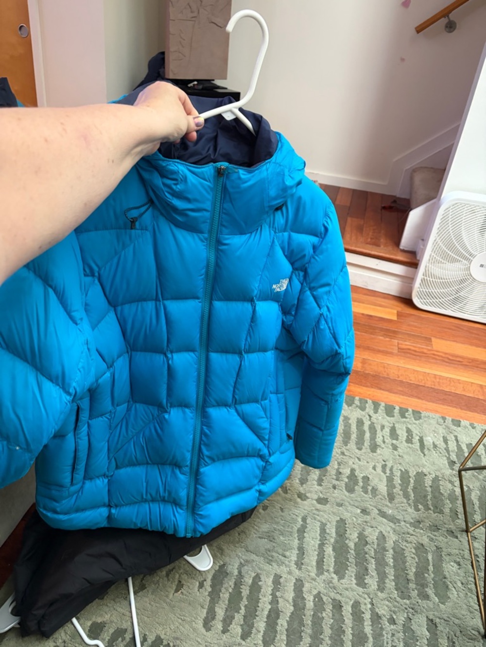 The North Face Turquoise Blue Hooded Puffer Jacket